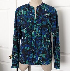 Calvin Klein Blue and Green Floral Blouse